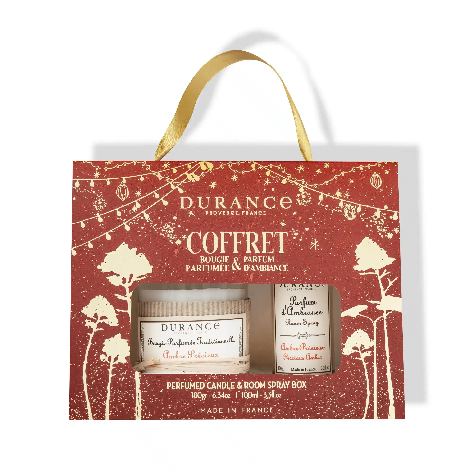 Durance Perfumed candle 180 gr 6.34 oz & Room spray 100 mL Box Amber