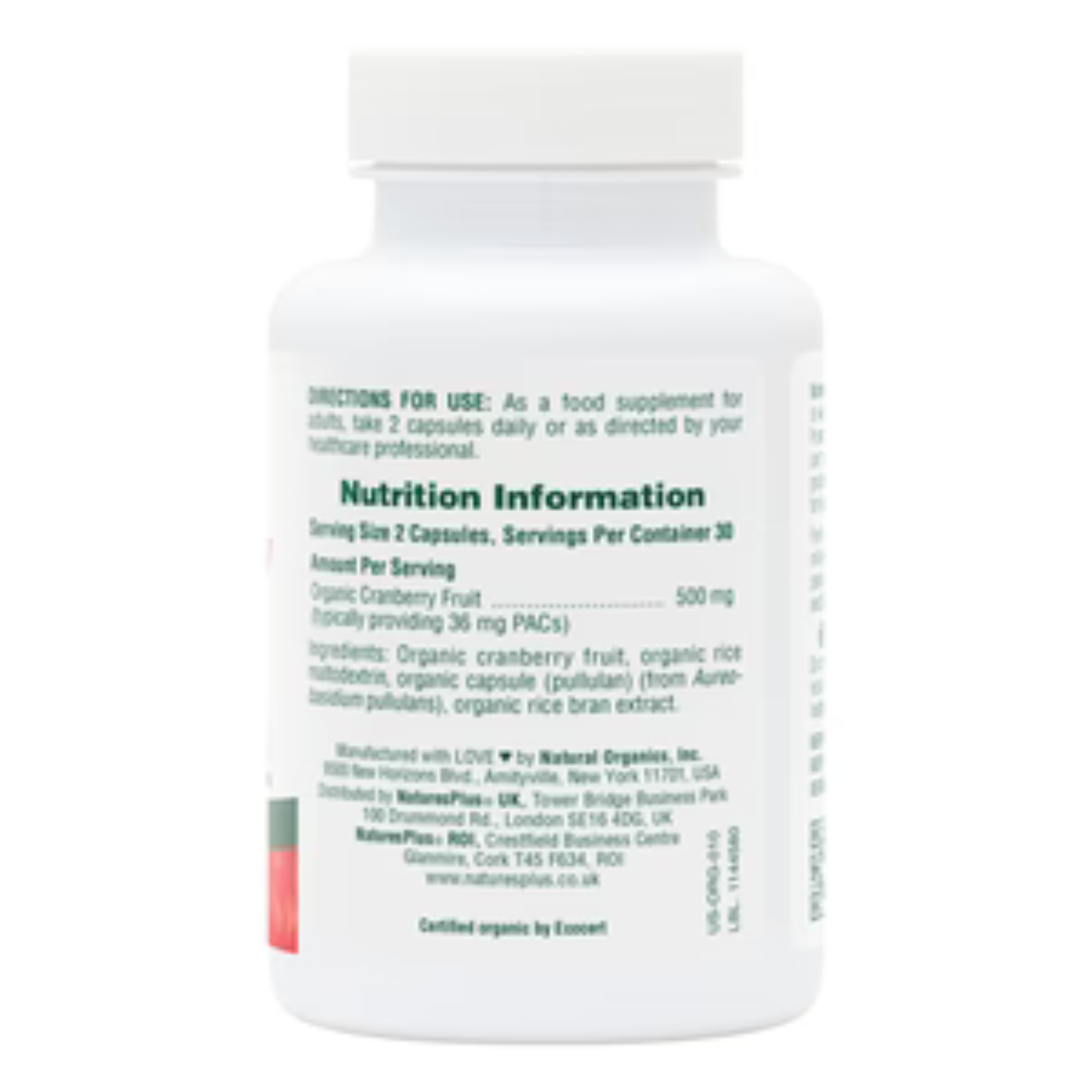 Organic Cranberry 500 mg Capsules